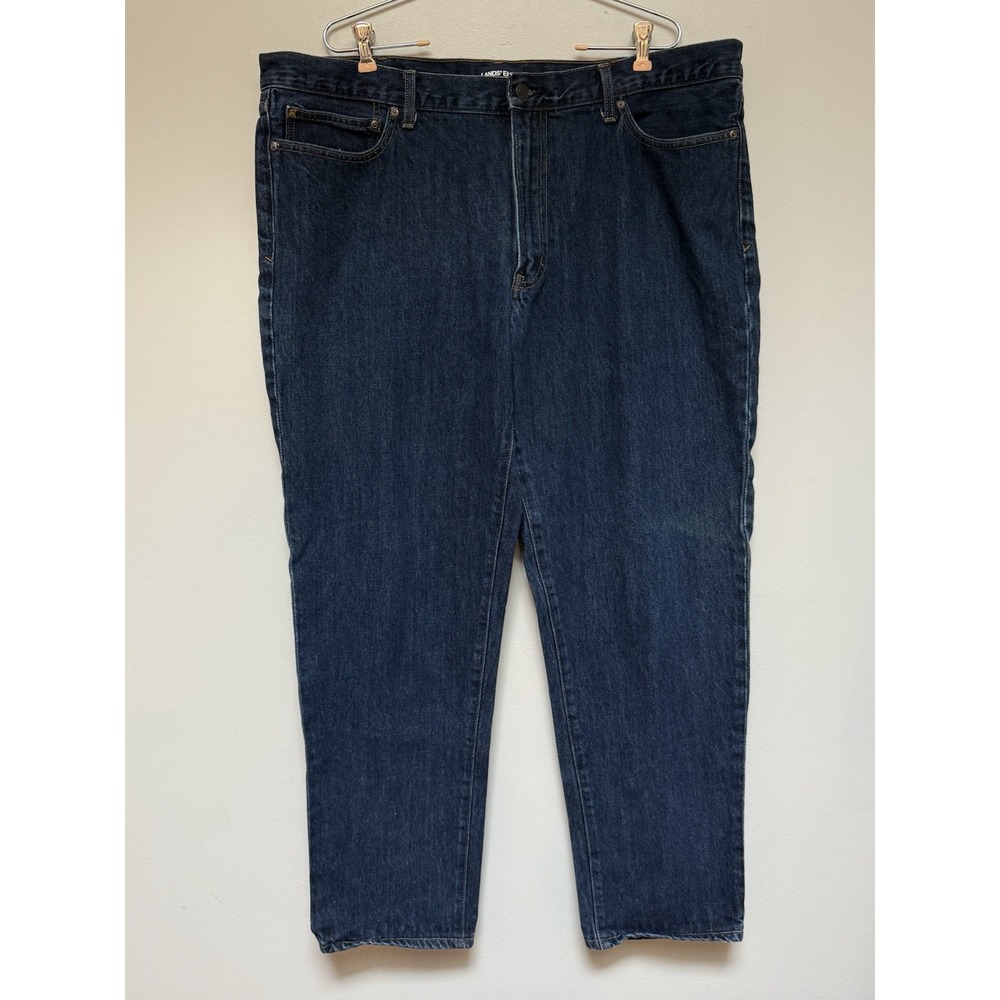 LANDS END Square Rigger Straight Denim Jeans Mens 42W x 31L Dark Wash Classic